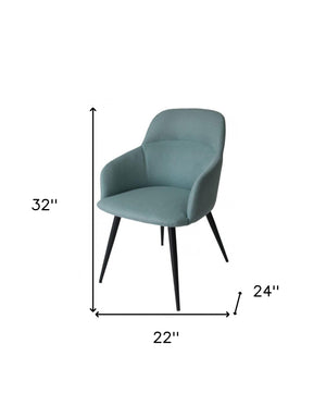 Homeroots Teal And Black Linen Ergo Modern Dining Chair  Metal 472241