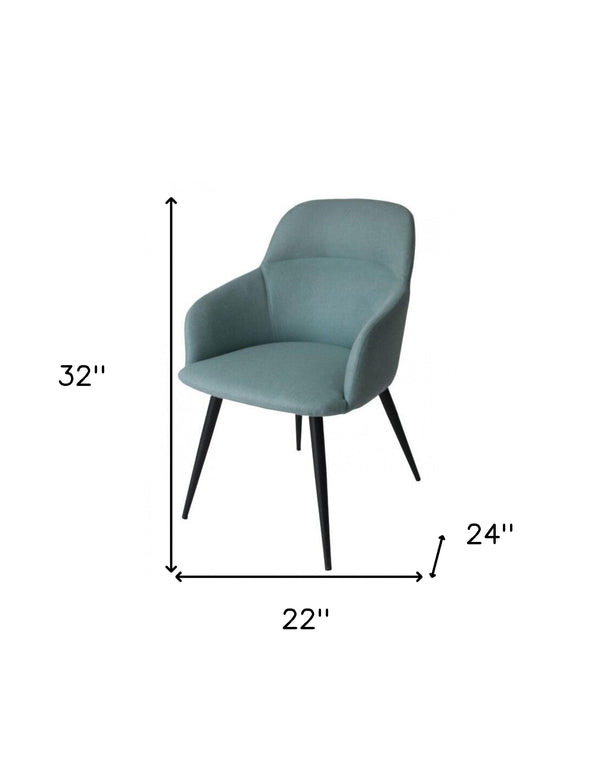 Homeroots Teal And Black Linen Ergo Modern Dining Chair  Metal 472241
