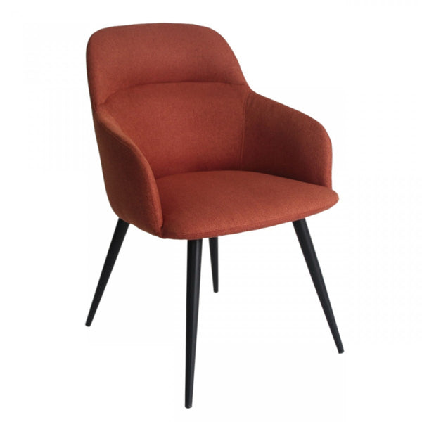 Homeroots Orange And Black Linen Ergo Modern Dining Chair  Metal 472242
