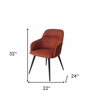 Homeroots Orange And Black Linen Ergo Modern Dining Chair  Metal 472242