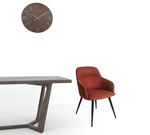 Homeroots Orange And Black Linen Ergo Modern Dining Chair  Metal 472242