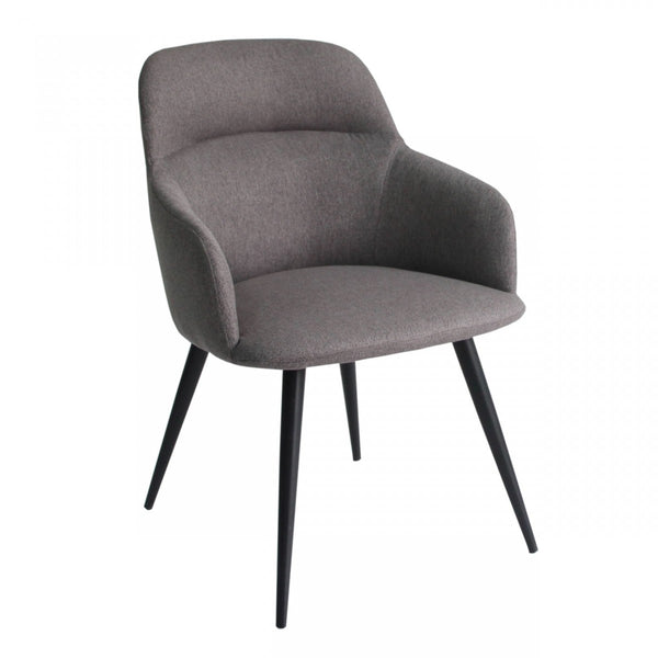 Homeroots Gray And Black Linen Ergo Modern Dining Chair  Metal 472243
