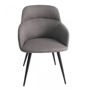 Homeroots Gray And Black Linen Ergo Modern Dining Chair  Metal 472243