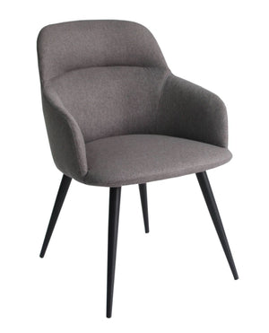 Homeroots Gray And Black Linen Ergo Modern Dining Chair  Metal 472243