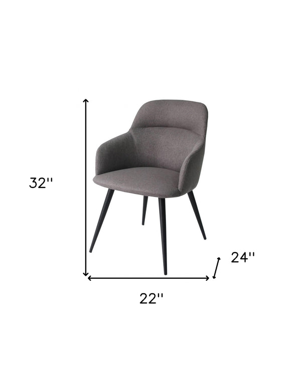 Homeroots Gray And Black Linen Ergo Modern Dining Chair  Metal 472243