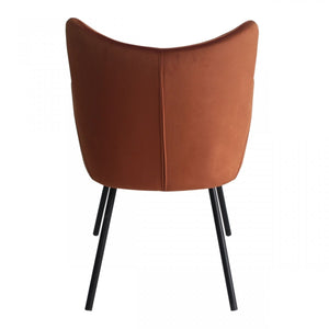 Homeroots Rust Orange Curvy Velvet And Black Modern Dining Chair  Metal 472244