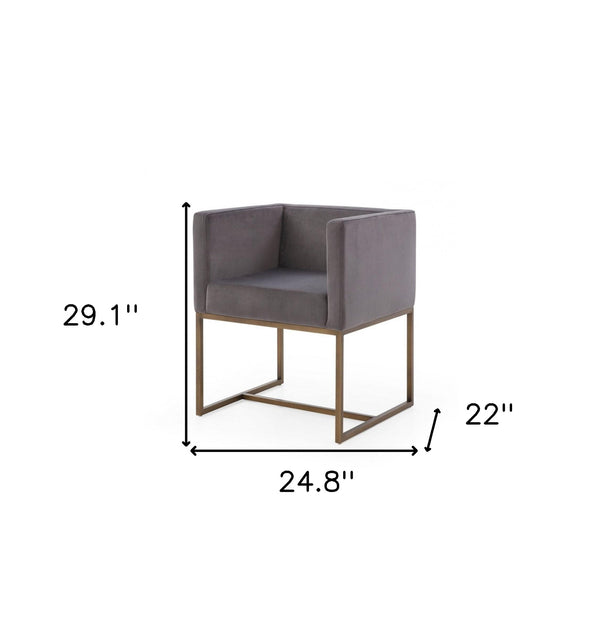 Homeroots Dark Gray Velvet Antique Brass Dining Chair  Metal 472245