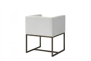 Homeroots White Antique Velvet Brass Dining Chair  Metal 472247