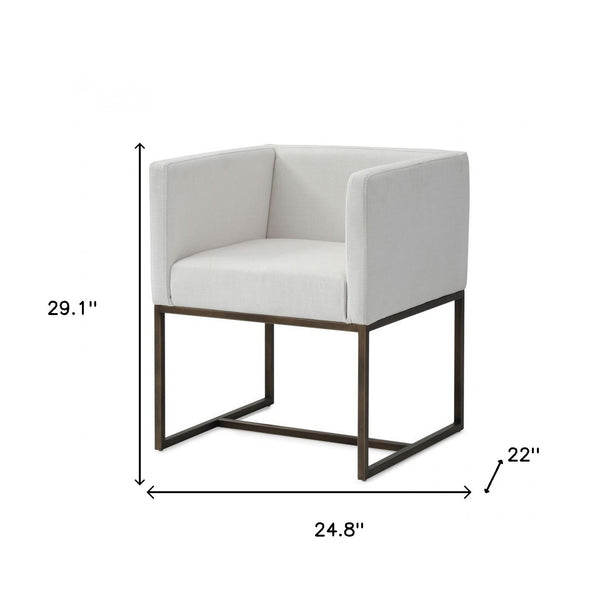 Homeroots White Antique Velvet Brass Dining Chair  Metal 472247