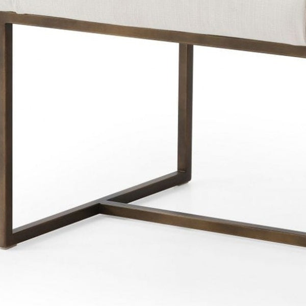 Homeroots White And Brass Upholstered Fabric Dining Arm Chair  Metal 472249