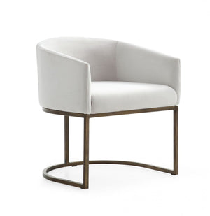 Homeroots White Velvet Brass Modern Dining Chair  Metal 472251