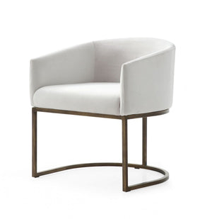 Homeroots White Velvet Brass Modern Dining Chair  Metal 472251