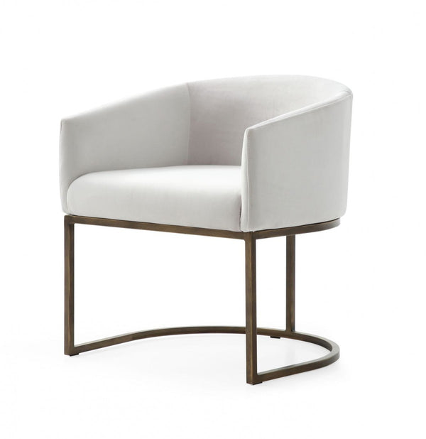 Homeroots White Velvet Brass Modern Dining Chair  Metal 472251