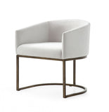 White Velvet Brass Dining Chair – Elegant Retro-Modern Design with Stain-Resistant Comfort