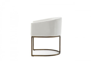 Homeroots White Velvet Brass Modern Dining Chair  Metal 472251