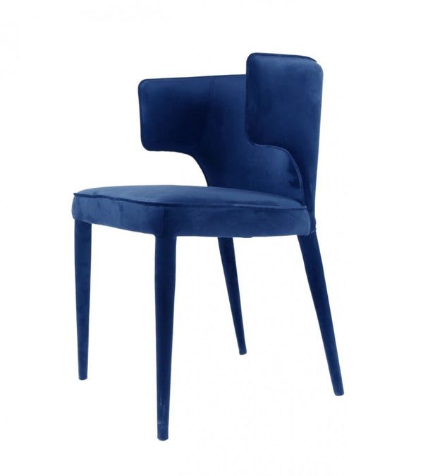 Homeroots Blue Velvet Wrapped Dining Chair  Metal 472253