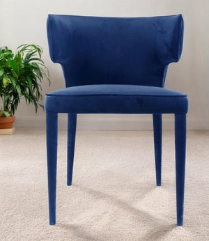 Homeroots Blue Velvet Wrapped Dining Chair  Metal 472253