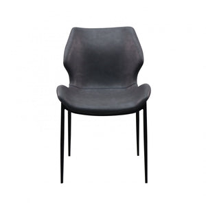 Homeroots Set Of Two Gray And Black Upholstered Faux Leather Wing Back Dining Side Chairs  Metal 472256