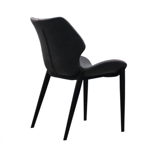 Homeroots Set Of Two Gray And Black Upholstered Faux Leather Wing Back Dining Side Chairs  Metal 472256