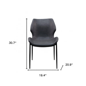 Homeroots Set Of Two Gray And Black Upholstered Faux Leather Wing Back Dining Side Chairs  Metal 472256