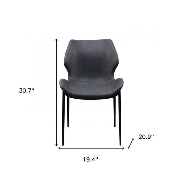 Homeroots Set Of Two Gray And Black Upholstered Faux Leather Wing Back Dining Side Chairs  Metal 472256