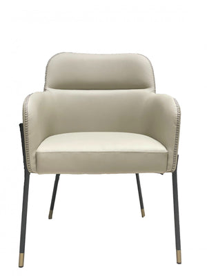 Homeroots Pale Gray Faux Leather Modern Dining Or Side Chair  Metal 472257