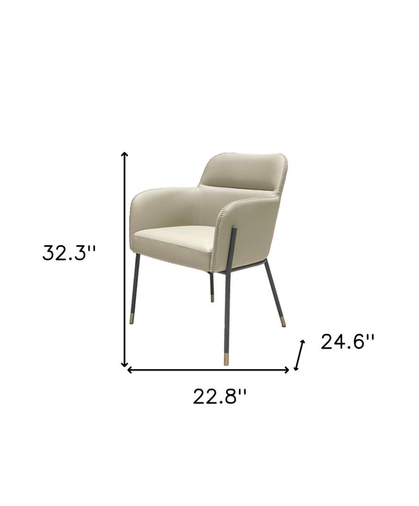 Homeroots Pale Gray Faux Leather Modern Dining Or Side Chair  Metal 472257