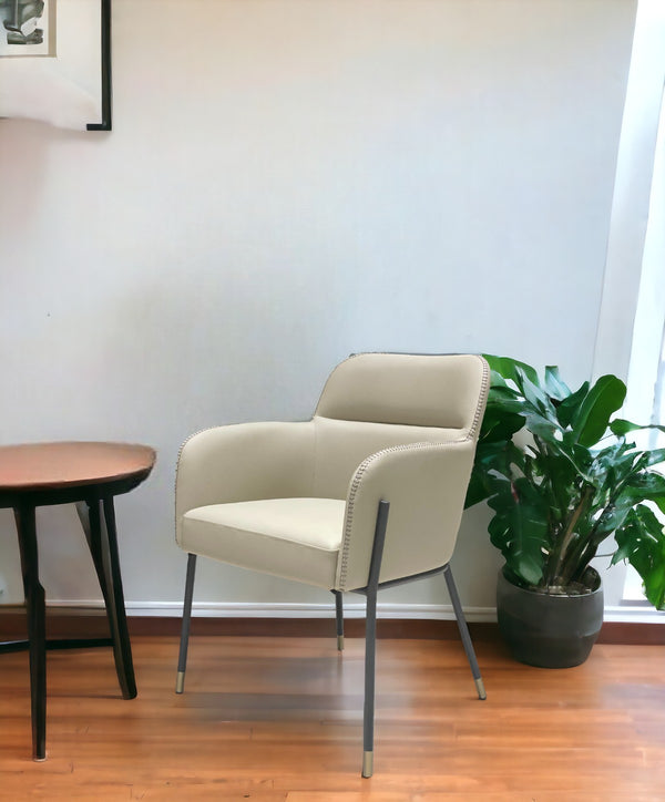 Homeroots Pale Gray Faux Leather Modern Dining Or Side Chair  Metal 472257