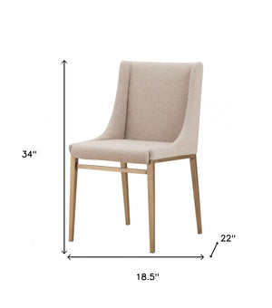 Homeroots Set Of Two Beige Brass Contemporary Dining Chairs  Metal 472258