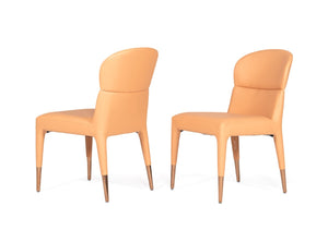 Homeroots Set Of Two Peach Upholstered Fabric Dining Side Chairs  Metal 472259