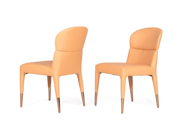 Homeroots Set Of Two Peach Upholstered Fabric Dining Side Chairs  Metal 472259
