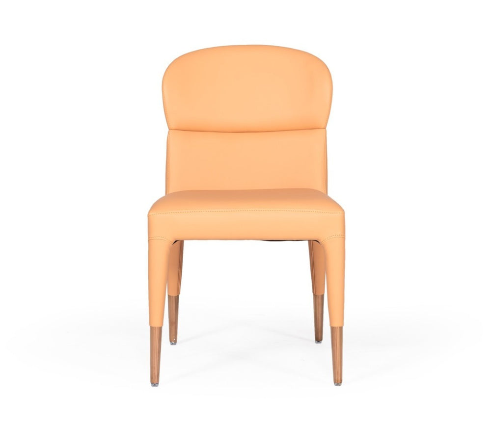 HomeRoots Set of Two Peach Upholstered Dining Chairs - Stylish, Comfortable Accent Seating for Any Space 472259