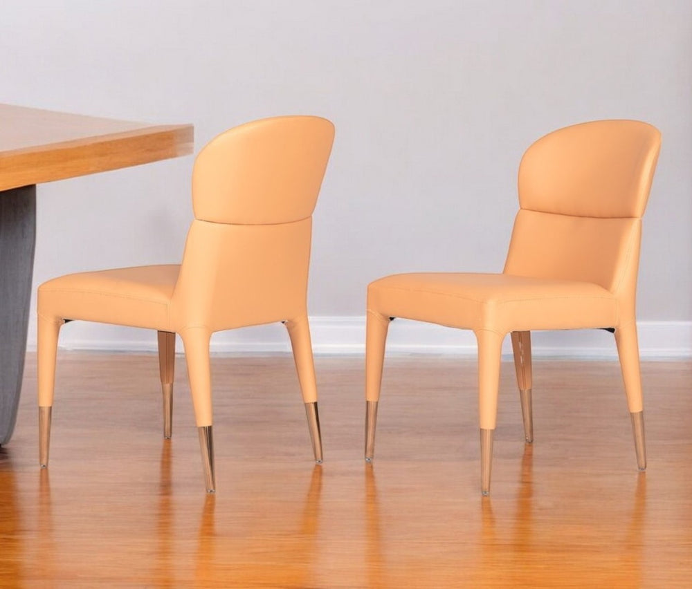 HomeRoots Set of Two Peach Upholstered Dining Chairs - Stylish, Comfortable Accent Seating for Any Space 472259