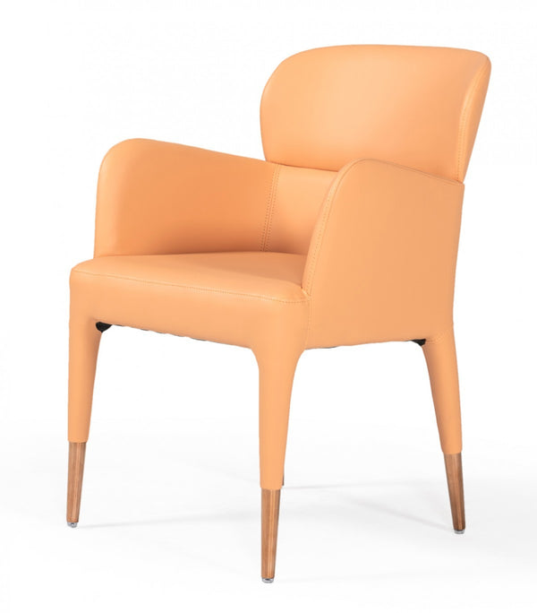 Homeroots Peach Upholstered Fabric Dining Arm Chair  Metal 472260