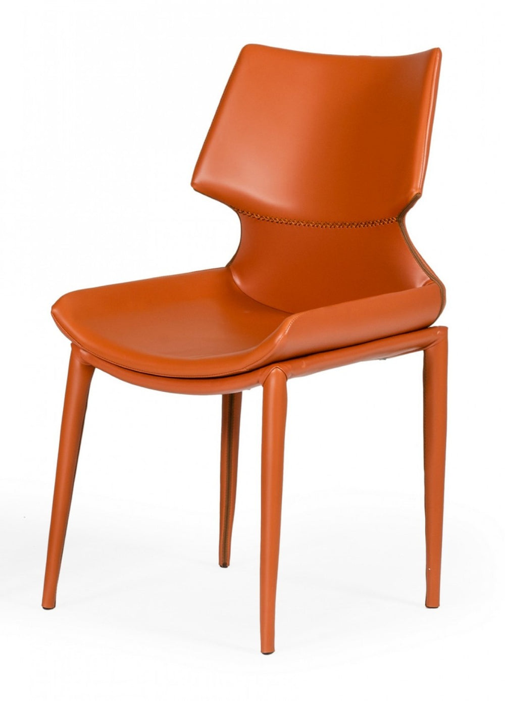 HomeRoots Set of Two Cognac Faux Leather Dining Chairs – Modern Design, Comfortable Seating, Easy Care & Durable 472261