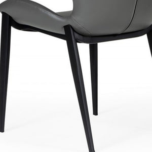 Homeroots Set Of Two Gray Faux Leather Industrial Dining Chairs  Metal And Wood 472262