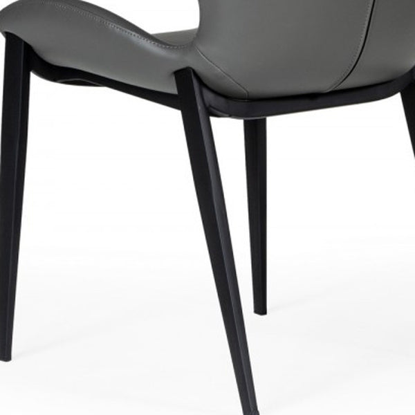 Homeroots Set Of Two Gray Faux Leather Industrial Dining Chairs  Metal And Wood 472262