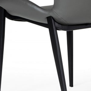 Homeroots Set Of Two Gray Faux Leather Industrial Dining Chairs  Metal And Wood 472262