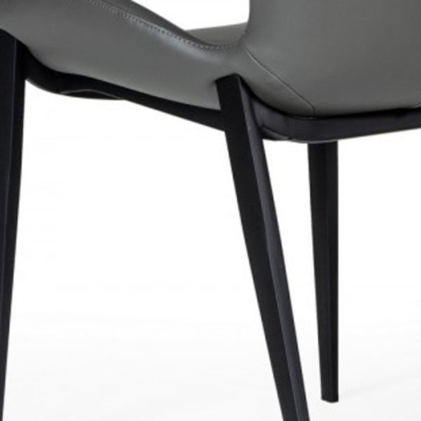 Homeroots Set Of Two Gray Faux Leather Industrial Dining Chairs  Metal And Wood 472262