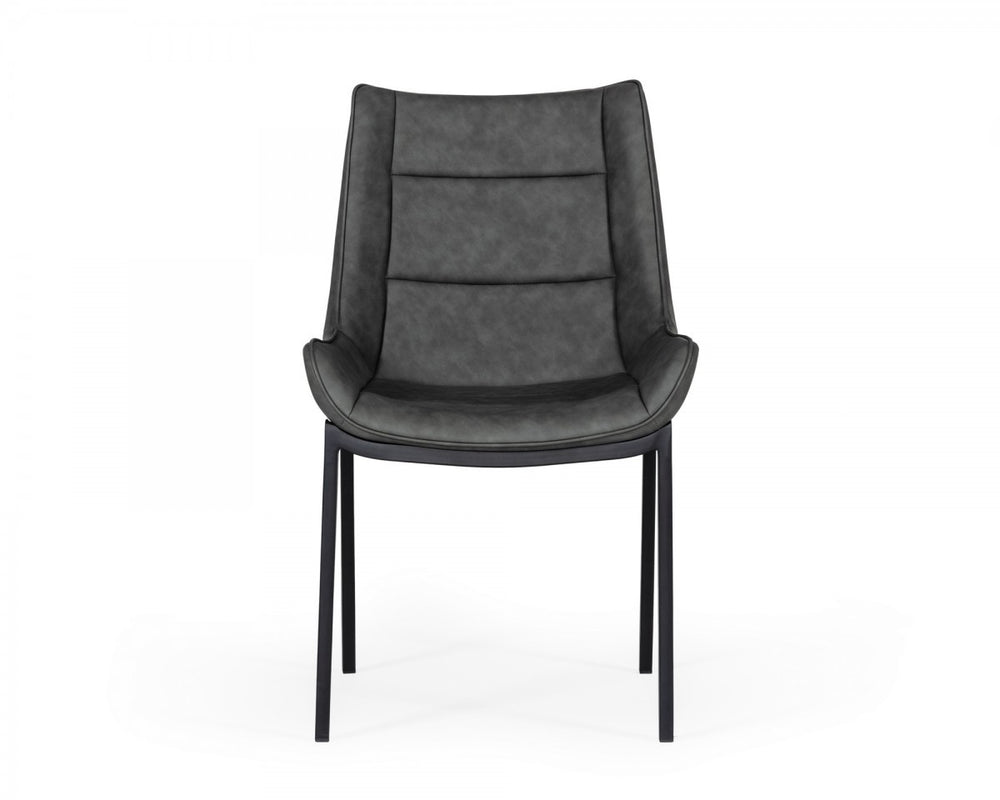 Homeroots Set Of Two Gray Faux Leather Dining Chairs  Metal And Wood 472263