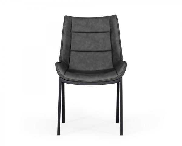 Homeroots Set Of Two Gray Faux Leather Dining Chairs  Metal And Wood 472263