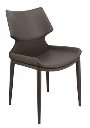 Homeroots Set Of Two Gray Faux Leather Wrapped Dining Chairs  Metal And Wood 472264