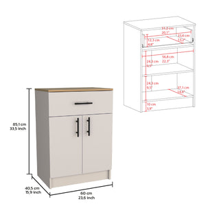 English Elm Mayorca Multistorage Pantry Cabinet with Drawer & Two Shelves, Light Brown Oak Finish, 23.6"W Top B070P242484