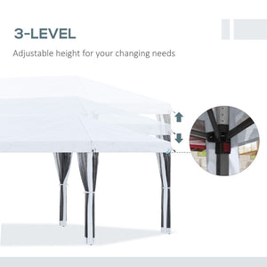 English Elm Outsunny 10' X 20' Heavy Duty Pop Up Canopy Tent With Netting, Ideal For Outdoor Events & Parties W2225P174246-GIGA