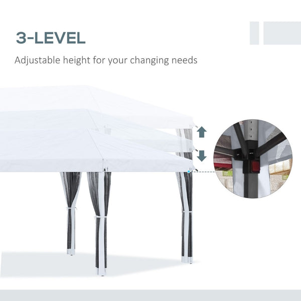English Elm Outsunny 10' X 20' Heavy Duty Pop Up Canopy Tent With Netting, Ideal For Outdoor Events & Parties W2225P174246-GIGA