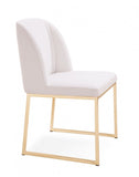 Set of Two Stylish White Gold Faux Leather Dining Chairs for Modern Home Elegance and Comfort