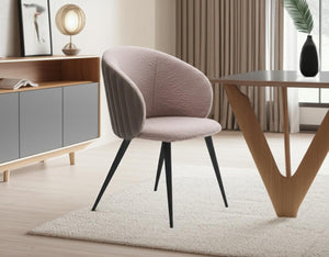 HomeRoots Cream Wing Back Dining Arm Chair - Modern Upholstered Accent Chair with Black Legs for Elegance 472272