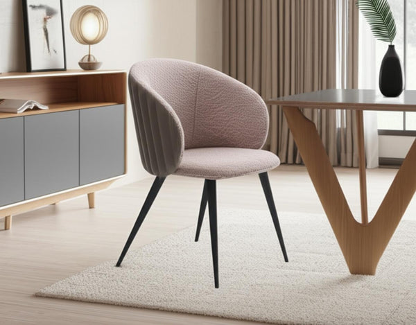 HomeRoots Cream Wing Back Dining Arm Chair - Modern Upholstered Accent Chair with Black Legs for Elegance 472272