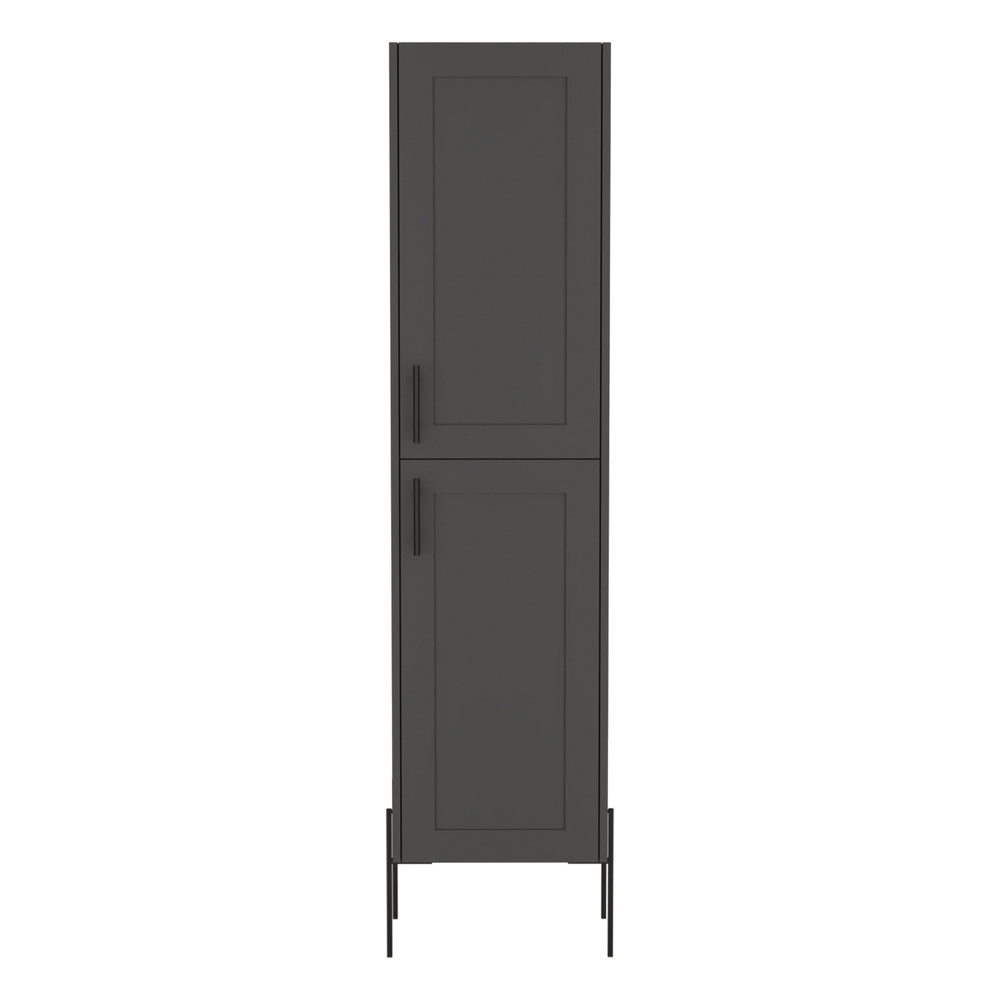 English Elm Hagi 71" Tall Gray Shaker Linen Cabinet with Adjustable 4-Tier Shelves, Metal Legs, Slim Design B070P234366