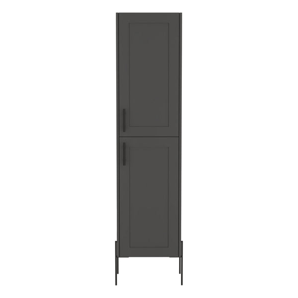 English Elm Hagi 71" Tall Gray Shaker Linen Cabinet with Adjustable 4-Tier Shelves, Metal Legs, Slim Design B070P234366